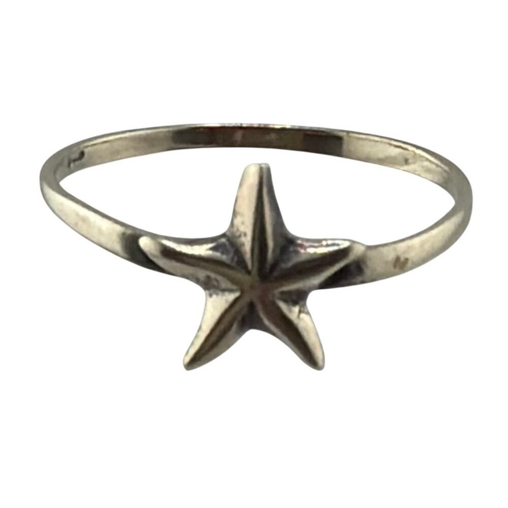 NEW Sterling Silver Artisan Sea Star Starfish  Ring Size 6 Boho Stackable Rings